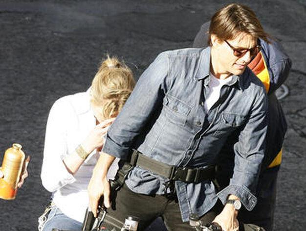 Tom Cruise se sube en la moto del rodaje con Cameron Diaz.

Foto: Antonio Pizarro