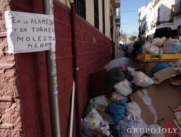 Monta&ntilde;as de basura se acumulan por las calles de Sevilla.

Foto: Juan Carlos Mu&ntilde;oz