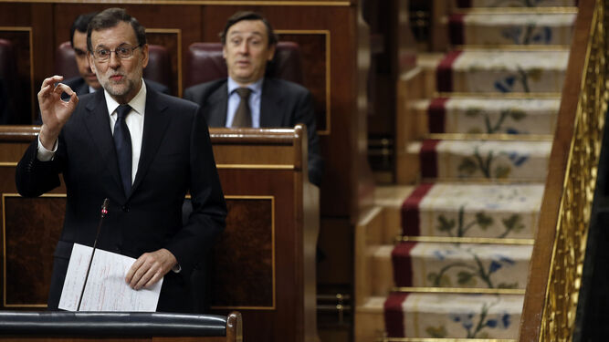 Rajoy durante una de sus intervenciones en el Congreso.