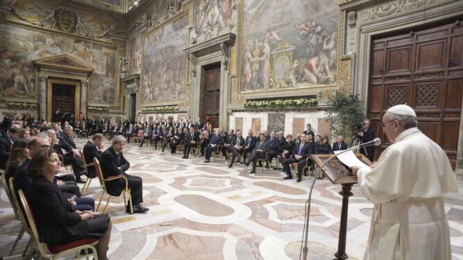 El papa Francisco, durante la audiencia con motivo del 60 aniversario del Tratado de Roma.