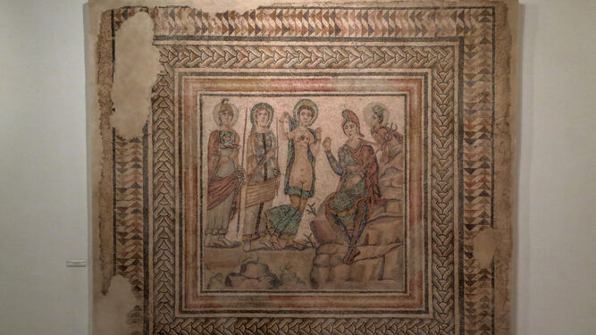 El mosaico, que está expuesto en el Museo Arqueológico de Sevilla.