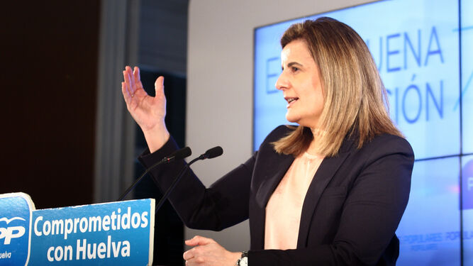 La ministra de Empleo, Fátima Báñez, durante su intervención ayer en un acto en Huelva.