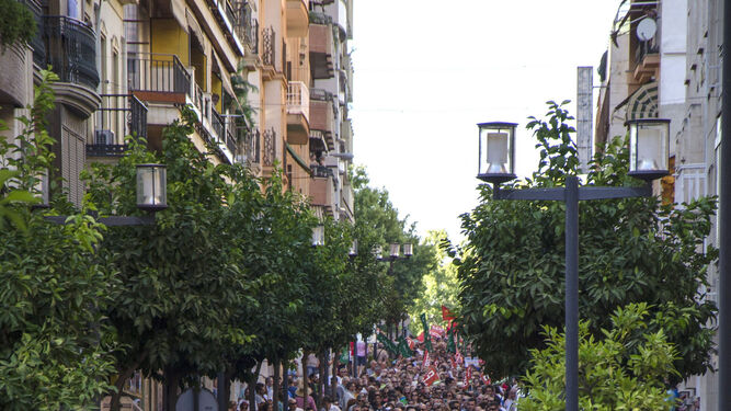 Manifestación celebrada el pasado mes de julio en Linares pidiendo la reindustrialización de la comarca.