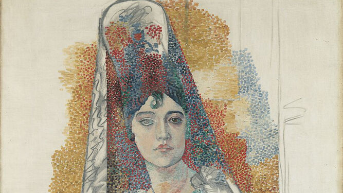 'Mujer con mantilla' de Pablo Picasso (1917), óleo y carboncillo sobre tela.