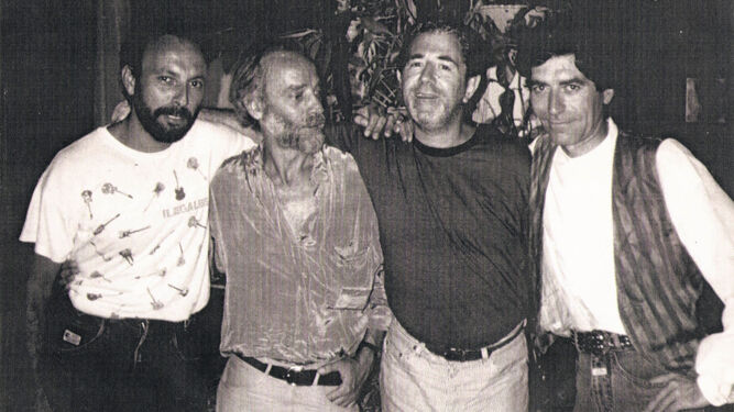 Ruibal, Krahe, García Montero y Sabina. Imagen tomada de la biografía 'Más al sur de la quimera'