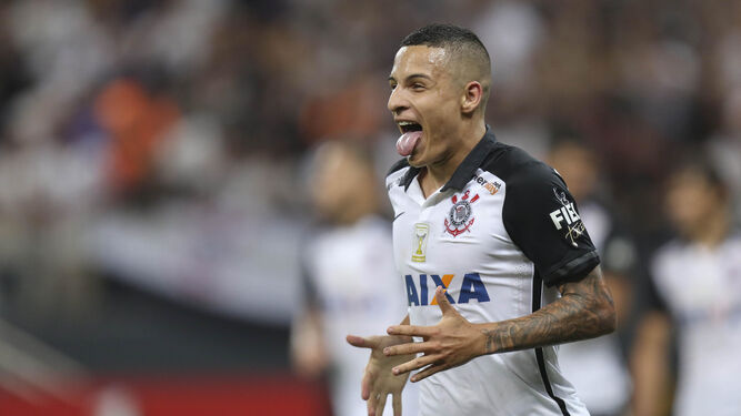 Arana celebra un gol en la Copa Libertadores con el Corinthians.