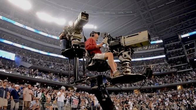 Dobles cámaras de calidad de emisión durante la última final de la Super Bowl estadounidense.