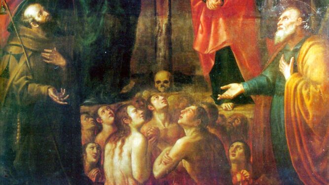 Detalle de 'Las ánimas del Purgatorio' (1643) de Felipe Gil de Mena, Museo Nacional de Escultura.