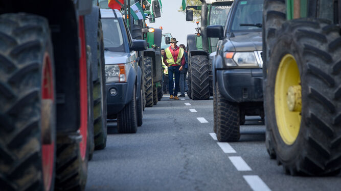 Una de las tractoradas en las carreteras de Sevilla durante la semana pasada.