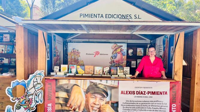 Caseta de la nueva editorial Pimienta Ediciones en la Feria del Libro.