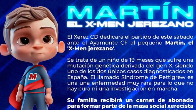 Detalle del cartel que el Xerez CD dedica al pequeño Martín.