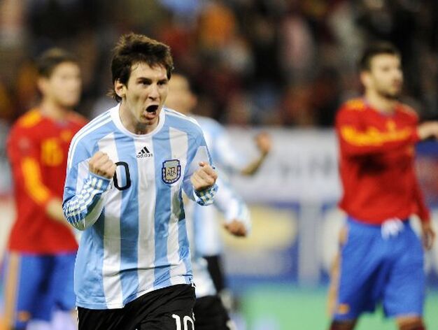 Messi celebra el gol del empate argentino. / AFP Photo