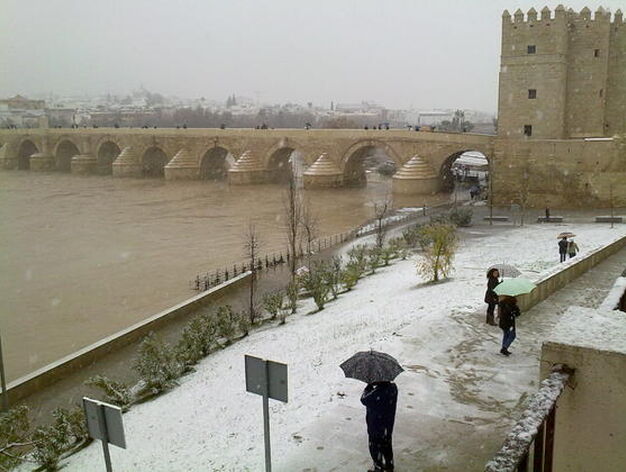El Puente Romano de C&oacute;rdoba bajo la nevada.

Foto: Joly Digital