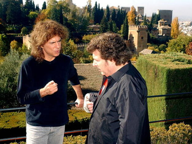 Con Pat Metheny durante el rodaje de 'Morente sue&ntilde;a la Alhambra', en 2004. / Mar&iacute;a de la Cruz