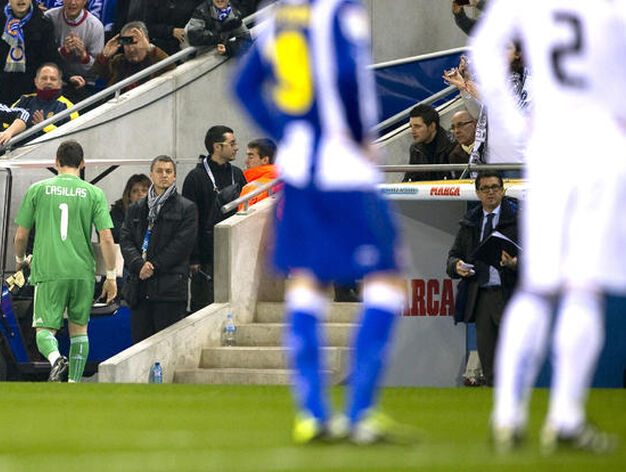 El Real Madrid vence en casa del Espanyol (0-1) y se pone a cinco puntos del Barcelona. / AFP