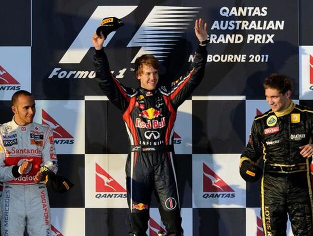 Hamilton, Vettel y Petrov en el podio.

Foto: EFE/ Reuters