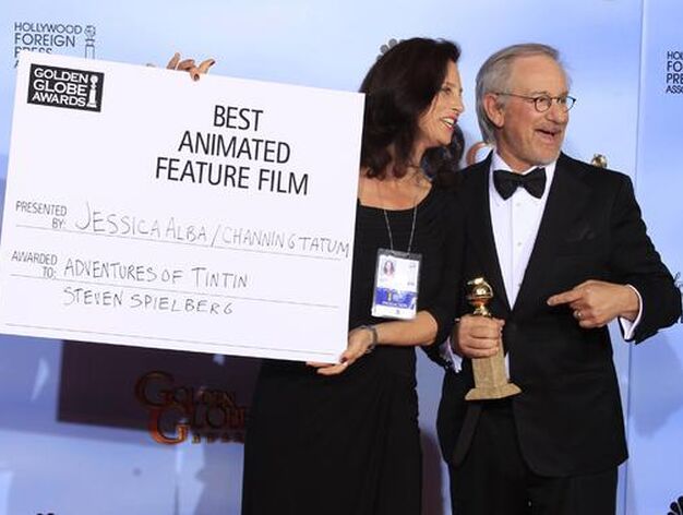 Steven Spielberg, Globo de Oro a mejor pel&iacute;cula de animaci&oacute;n por 'Las aventuras de Tint&iacute;n'. / Reuters