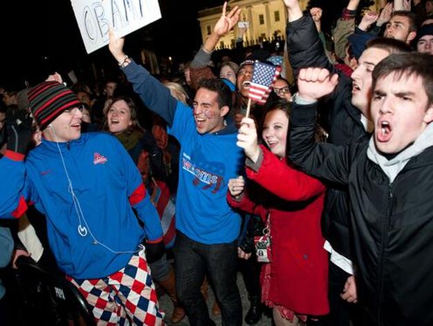Seguidores de Obama celebran su victoria en Washington.

Foto: Afp