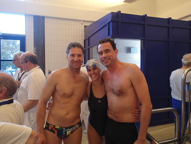 Los nadadores Francisco Lora, Mar&iacute;a Cano y Javier G&oacute;mez