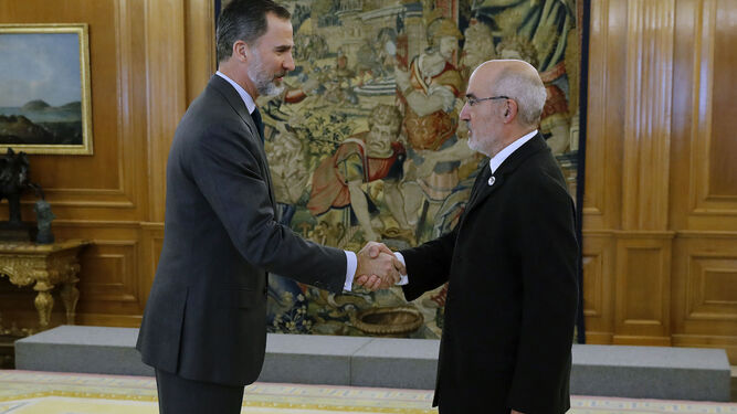 Alejandro Ruiz Huerta, el 13 de enero en La Zarzuela con Felipe VI, que recibió a la Fundación Abogados de Atocha.