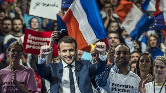 Emmanuel Macron, en un mitin.
