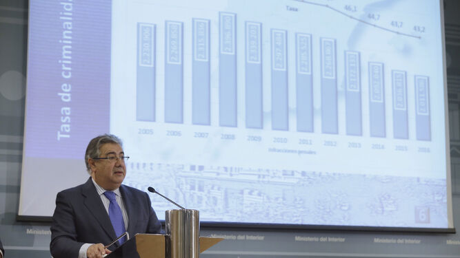 Juan Ignacio Zoido, presentando el Informe de Criminalidad de 2016.