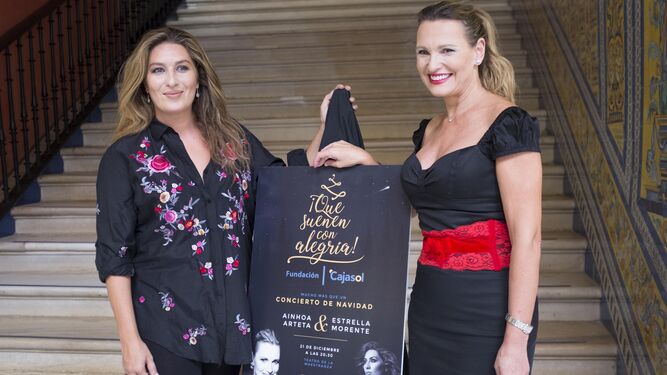 Estrella Morente y Ainhoa Arteta en la presentación del estreno de la gira '¡Que suenen con alegría!'.