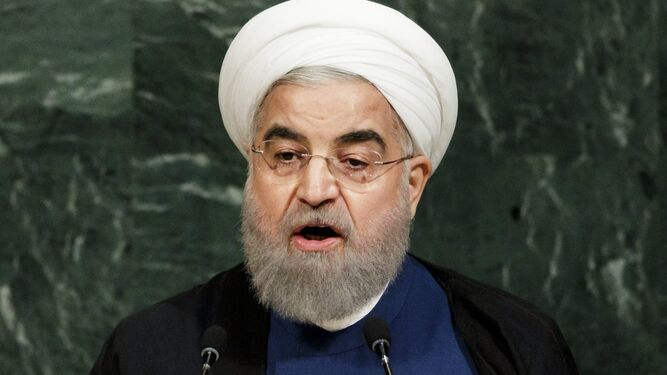 El presidente de Irán, Hasan Rohaní, durante un discurso en una asamblea de Naciones Unidas a finales de septiembre.