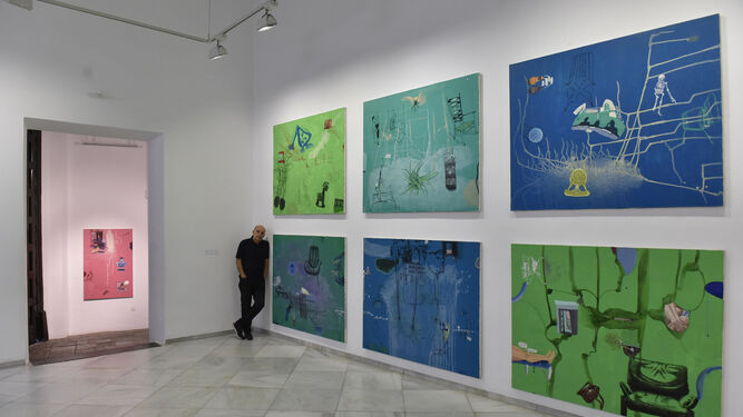 Obras de formato medio de la muestra en la galería Rafael Ortiz. Fotografía: Juan Carlos Vázquez
