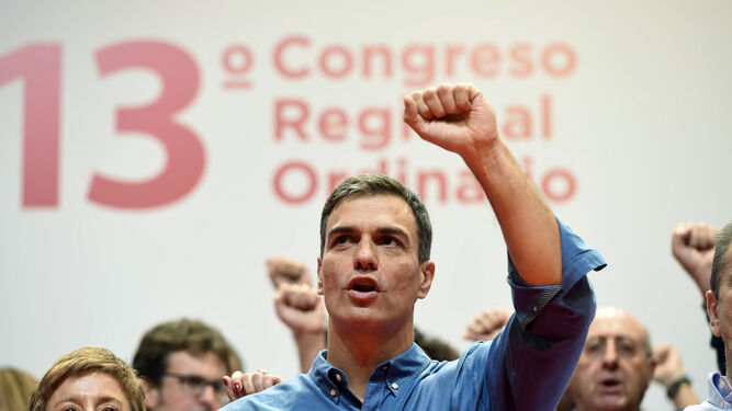 Pedro Sánchez, ayer, durante la clausura del XIII Congreso del PSOE de Madrid.