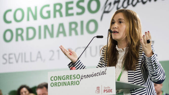 La secretaria, Verónica Pérez, en el último congreso del PSOE de Sevilla.