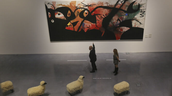 'Personajes y pájaros en la noche' (1974) de J. Miró y 'Rebaño de ovejas' (1965-1979) de F. Lalanne.