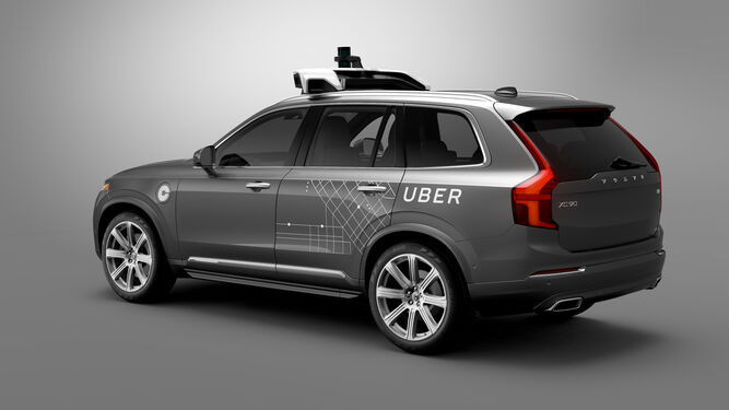 Imagen de un coche de pruebas de Uber desarrollado por Volvo.