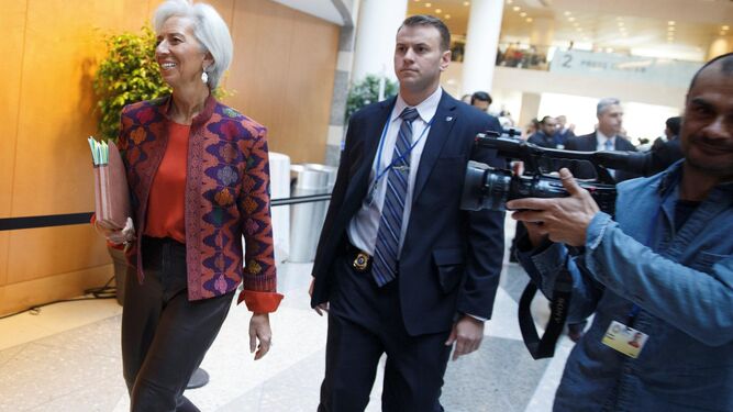 Christine Lagarde, ayer, en Washington.