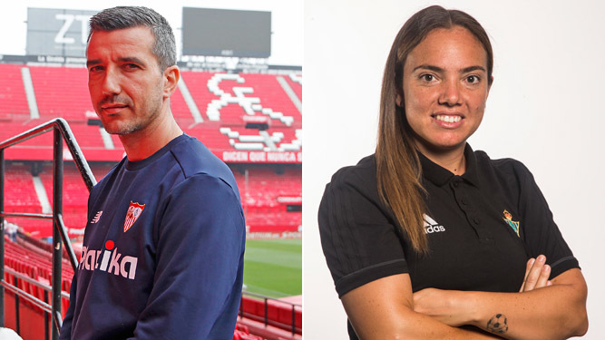 Los técnicos de Betis y Sevilla femeninos, F.J.García y María Pry.