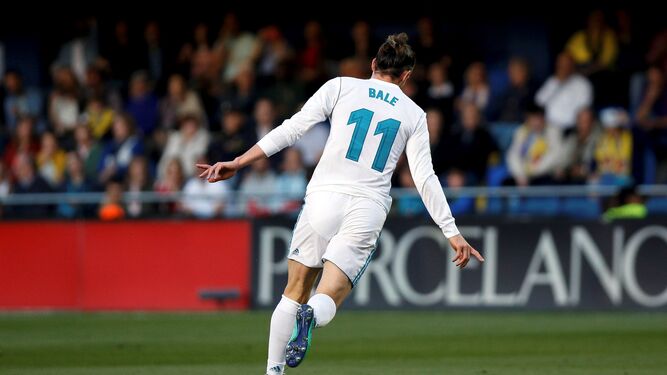 Gareth Bale celebra uno de sus dos tantos del pasado sábado ante el Villarreal.