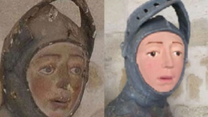 «Ecce homo» a la navarra: convierten el San Jorge de Estella en un ninot Rostro-escultura-izquierda-despues-restauracion_1257784943_86358685_667x375