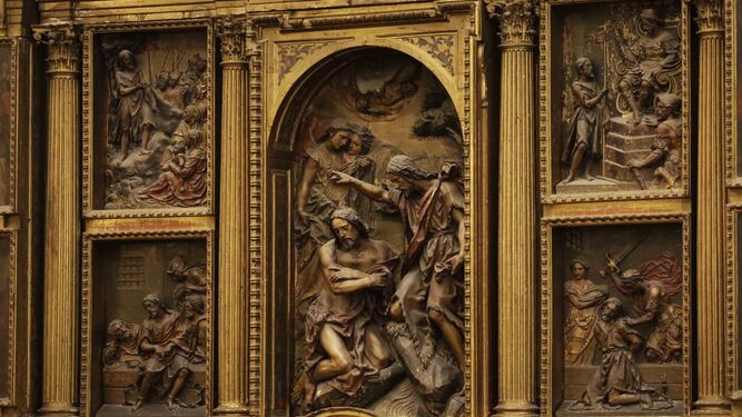El retablo de San Juan Bautista de la iglesia de la Anunciación.