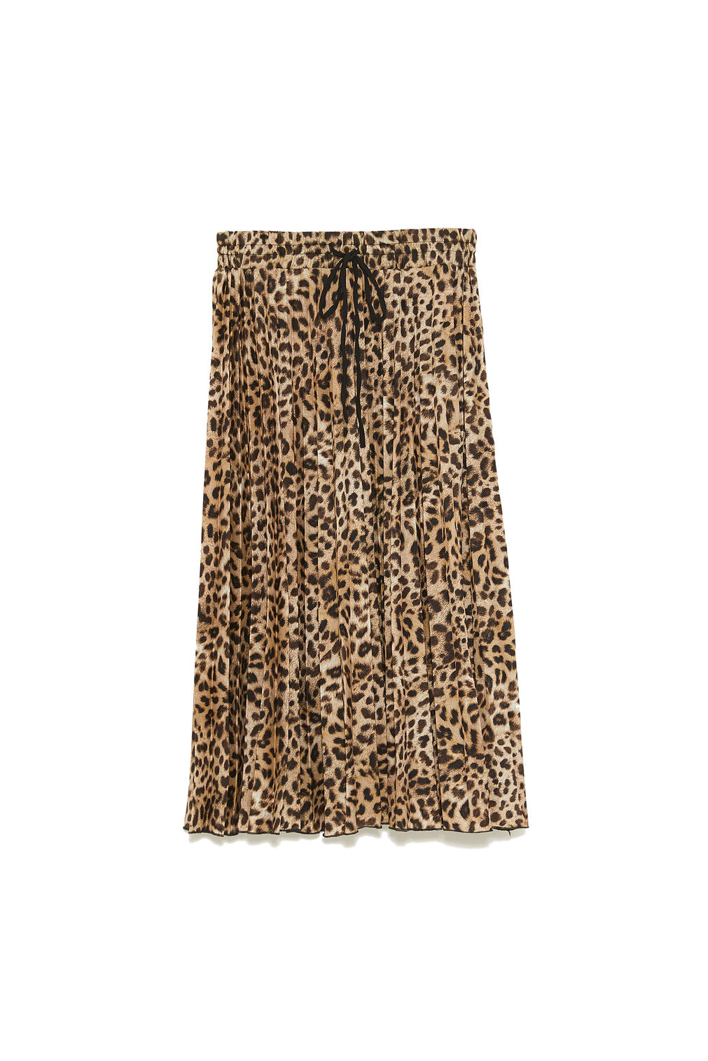 Falda midi plisada de animal print, de Zara.