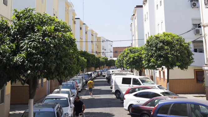 Calle Avellana, que divide y articula el barrio del Carmen en dos.