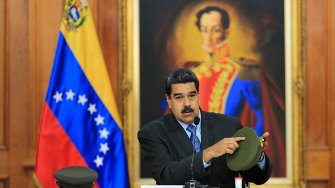 Nicolás Maduro, durante el discurso televisado que ofreció ayer desde el Palacio de Miraflores.