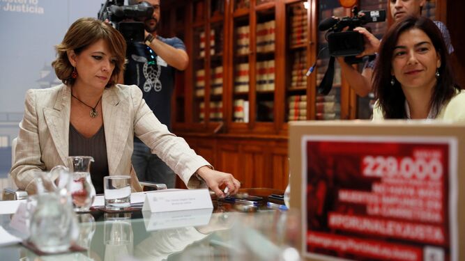 Dolores Delgado, en una reunión celebrada hoy en Madrid.