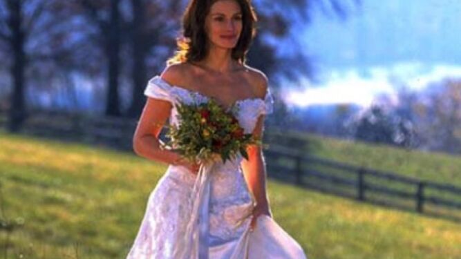 Julia Roberts como Maggie Carpenter en 'Novia a la fuga' (1999). Dise&ntilde;o de Amsale.