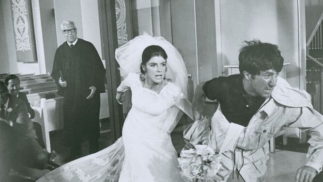Katharine Ross como Elaine en 'El graduado' (1967). Dise&ntilde;o de Patricia Zipprodt.