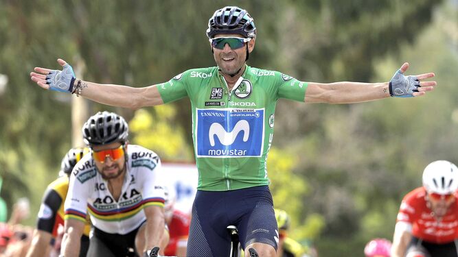 Alejandro Valverde, tras el final de la etapa.