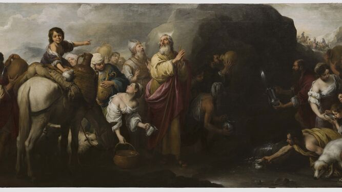 'Moisés haciendo manar el agua de la roca Horeb', uno de los dos grandes lienzos que el Hospital de la Caridad le encargó a Murillo.