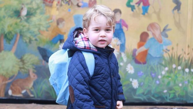 El príncipe Jorge en su primer día en la guardería