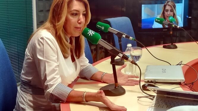 Susana Díaz, durante la entrevista en Canal Sur Radio.