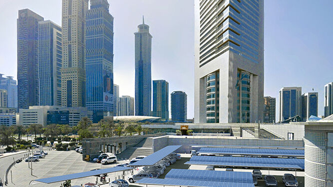 Recreación de cómo será la planta solar de las Emirates Towers.