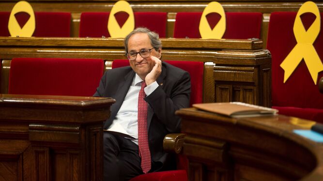 El presidente Catalán, Quim Torra, en el 'Parlament'.